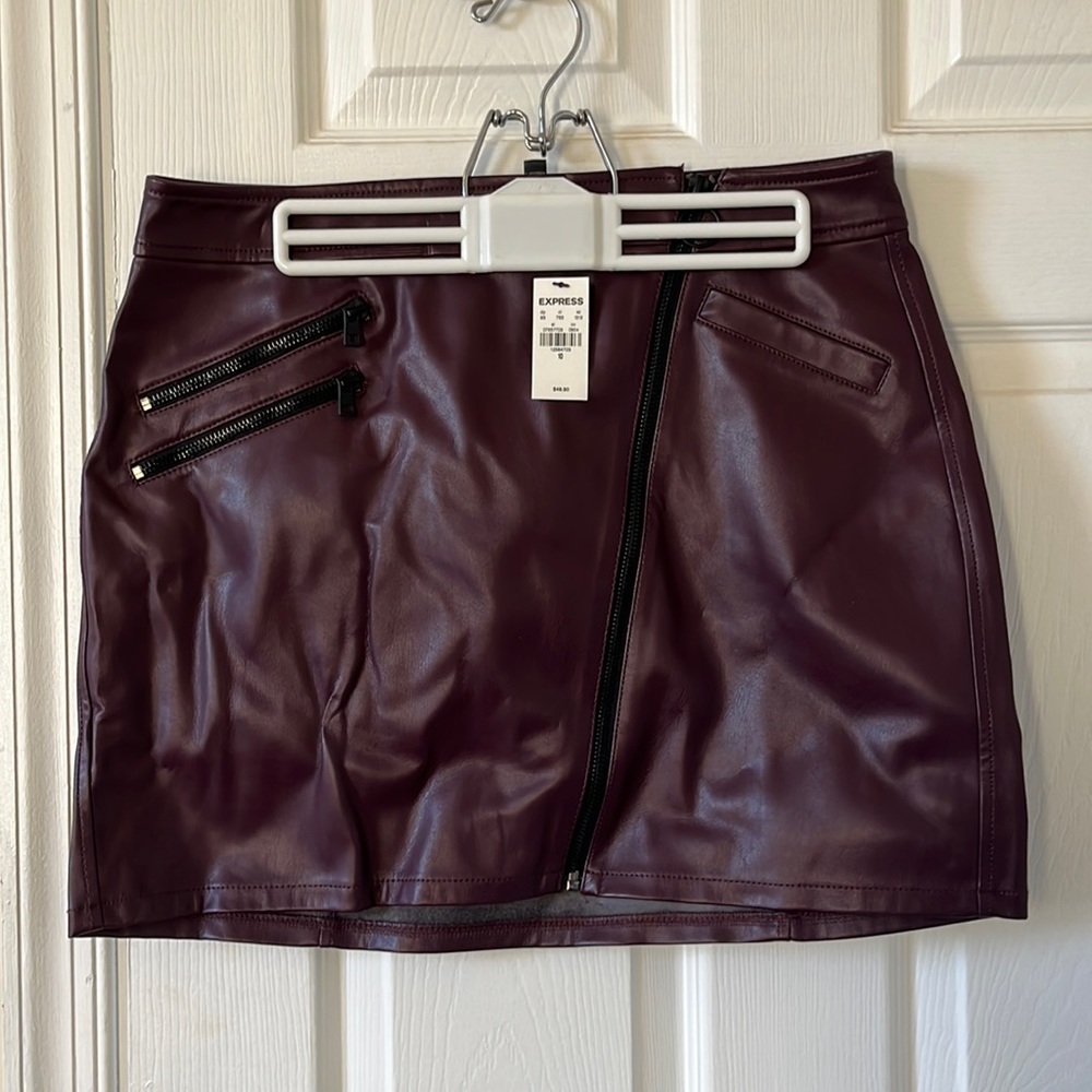 NWT Express Pleather Zip Mini Skirt